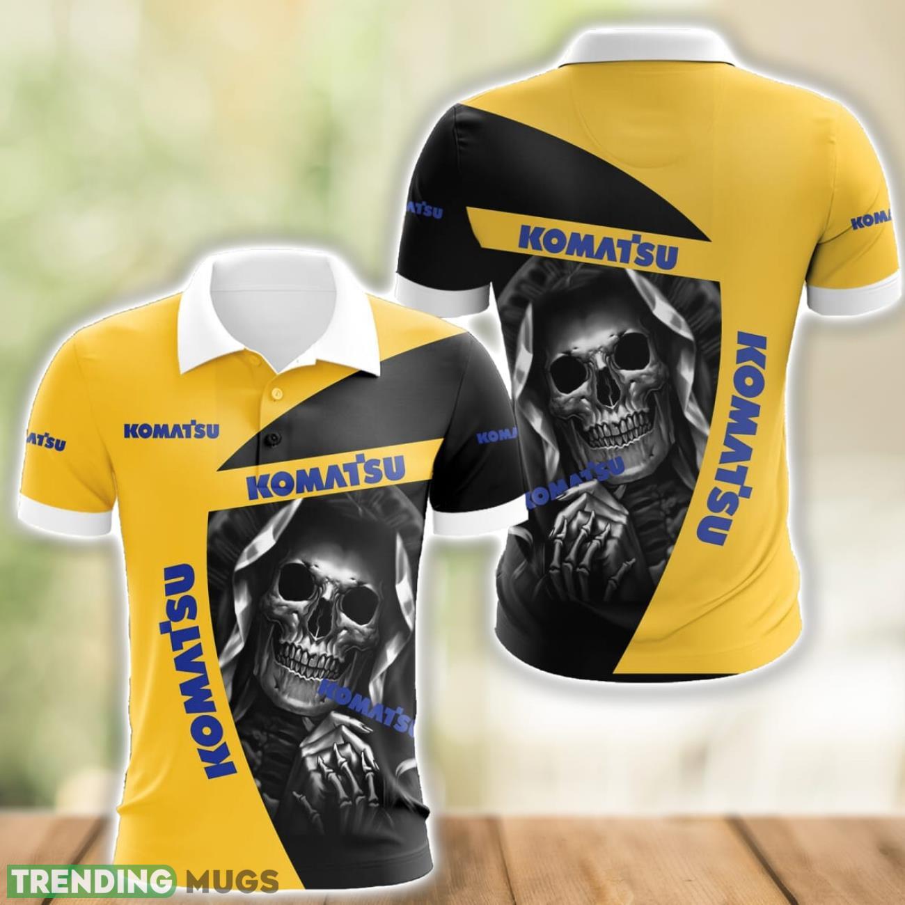 Komatsu Logo and Skull 3D Polo Shirt Halloween Gift Product Photo 1 Komatsu Logo and Skull 3D Polo Shirt Halloween Gift Product Photo 1