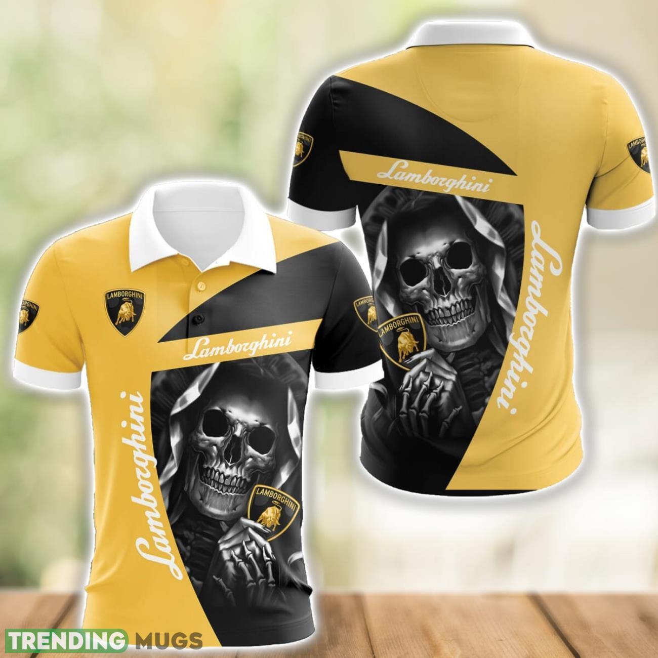 Lamborghini Logo and Skull 3D Polo Shirt Halloween Gift Product Photo 1 Lamborghini Logo and Skull 3D Polo Shirt Halloween Gift Product Photo 1