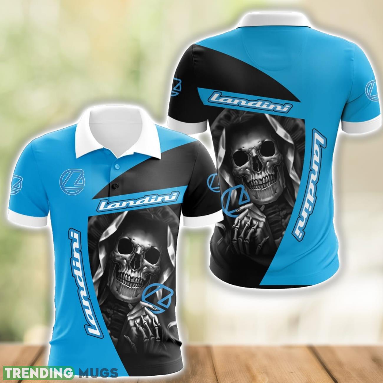 Landini Logo and Skull 3D Polo Shirt Halloween Gift Product Photo 1 Landini Logo and Skull 3D Polo Shirt Halloween Gift Product Photo 1