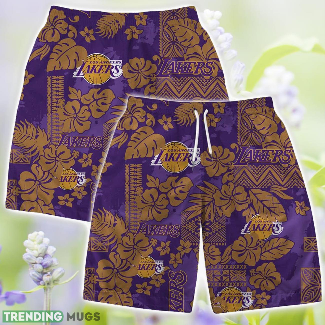 Los Angeles Lakers Vintage Pattern Flower Hawaiian Shirt And Shorts Hawaiian & Short Los Angeles Lakers Vintage Pattern Flower Hawaiian Shirt And Shorts Hawaiian & Short