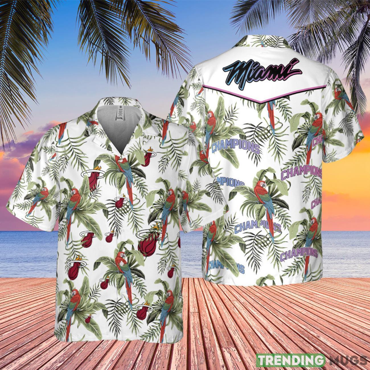 Miami Heat Tropical And Basketball Champions Pattern Print Hawaiian Shirt Limited For Fans Product Photo 1 Miami Heat Tropical And Basketball Champions Pattern Print Hawaiian Shirt Limited For Fans Product Photo 1