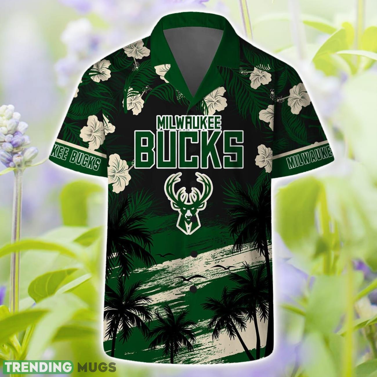 Milwaukee Bucks NBA Floral 3D Hawaiian Shirt And Shorts Product Photo 1