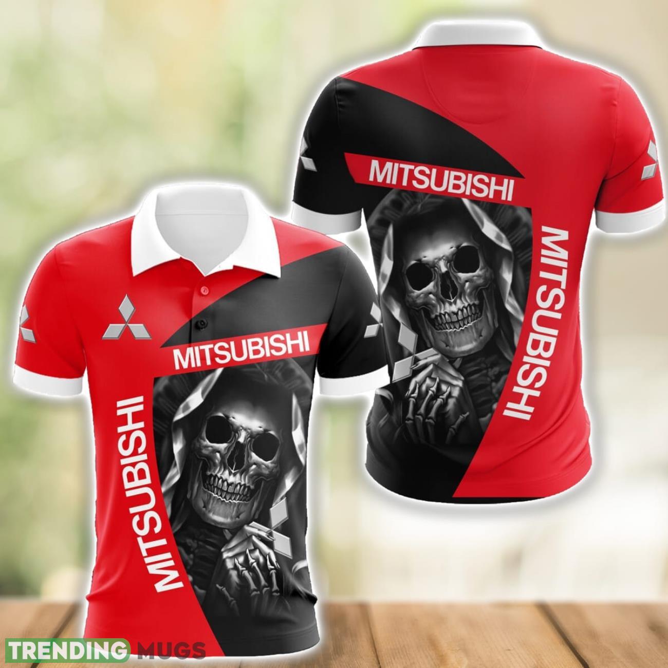 Mitsubishi Logo and Skull 3D Polo Shirt Halloween Gift Product Photo 1 Mitsubishi Logo and Skull 3D Polo Shirt Halloween Gift Product Photo 1