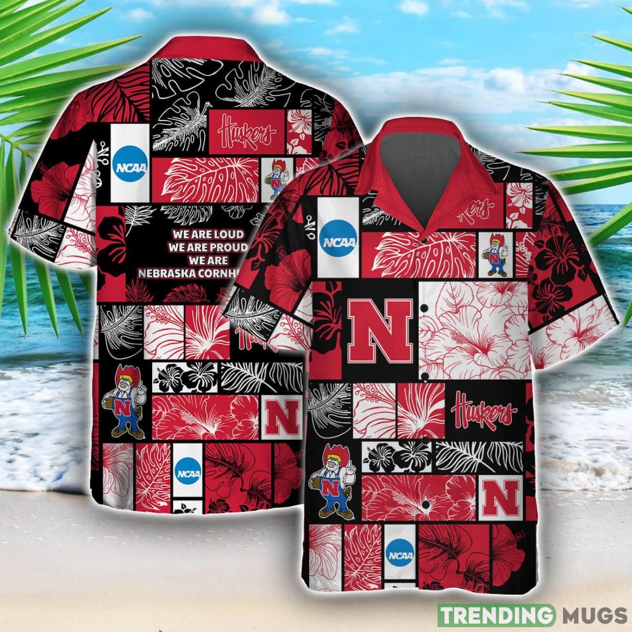 Nebraska Cornhuskers Team Logo Pattern Hawaiian Shirt And Shorts Product Photo 1