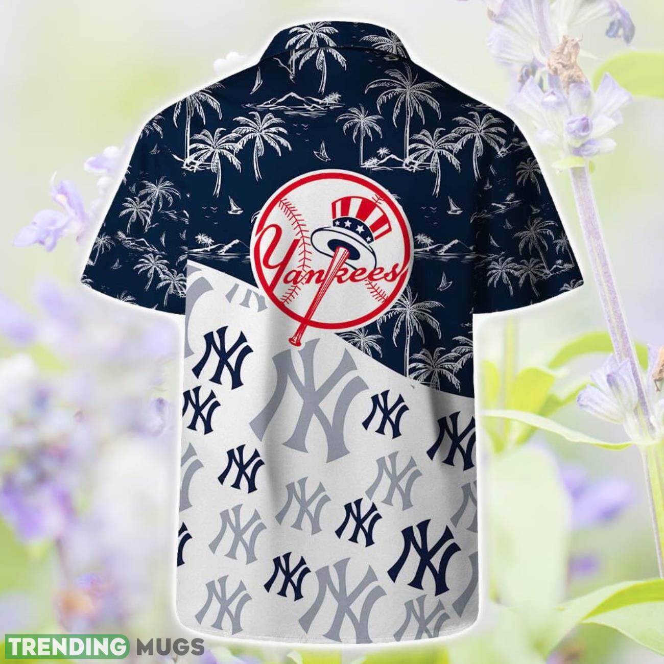 New York Yankees MLB Team Logo Palm Leaf Pattern Hawaiian Set Hawaiian & Short New York Yankees MLB Team Logo Palm Leaf Pattern Hawaiian Set Hawaiian & Short