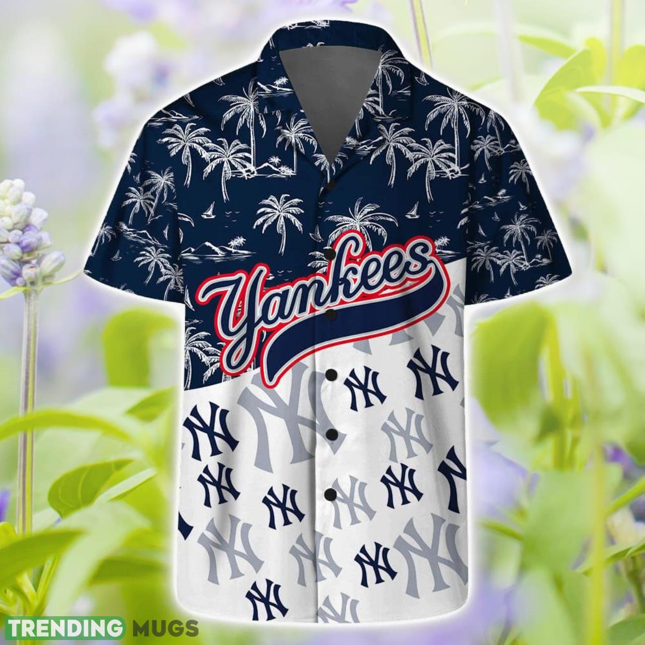 New York Yankees MLB Team Logo Palm Leaf Pattern Hawaiian Set Product Photo 1 New York Yankees MLB Team Logo Palm Leaf Pattern Hawaiian Set Product Photo 1
