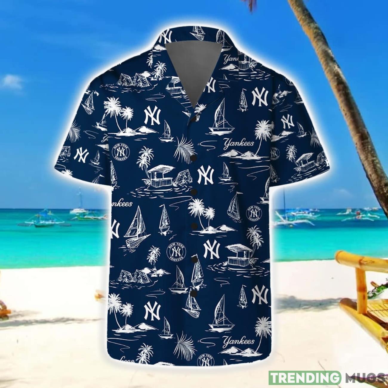 New York Yankees Short Sleeve Shirt Beach Vibes Pattern Combo Hawaiian Shirt And Shorts Product Photo 1 New York Yankees Short Sleeve Shirt Beach Vibes Pattern Combo Hawaiian Shirt And Shorts Product Photo 1