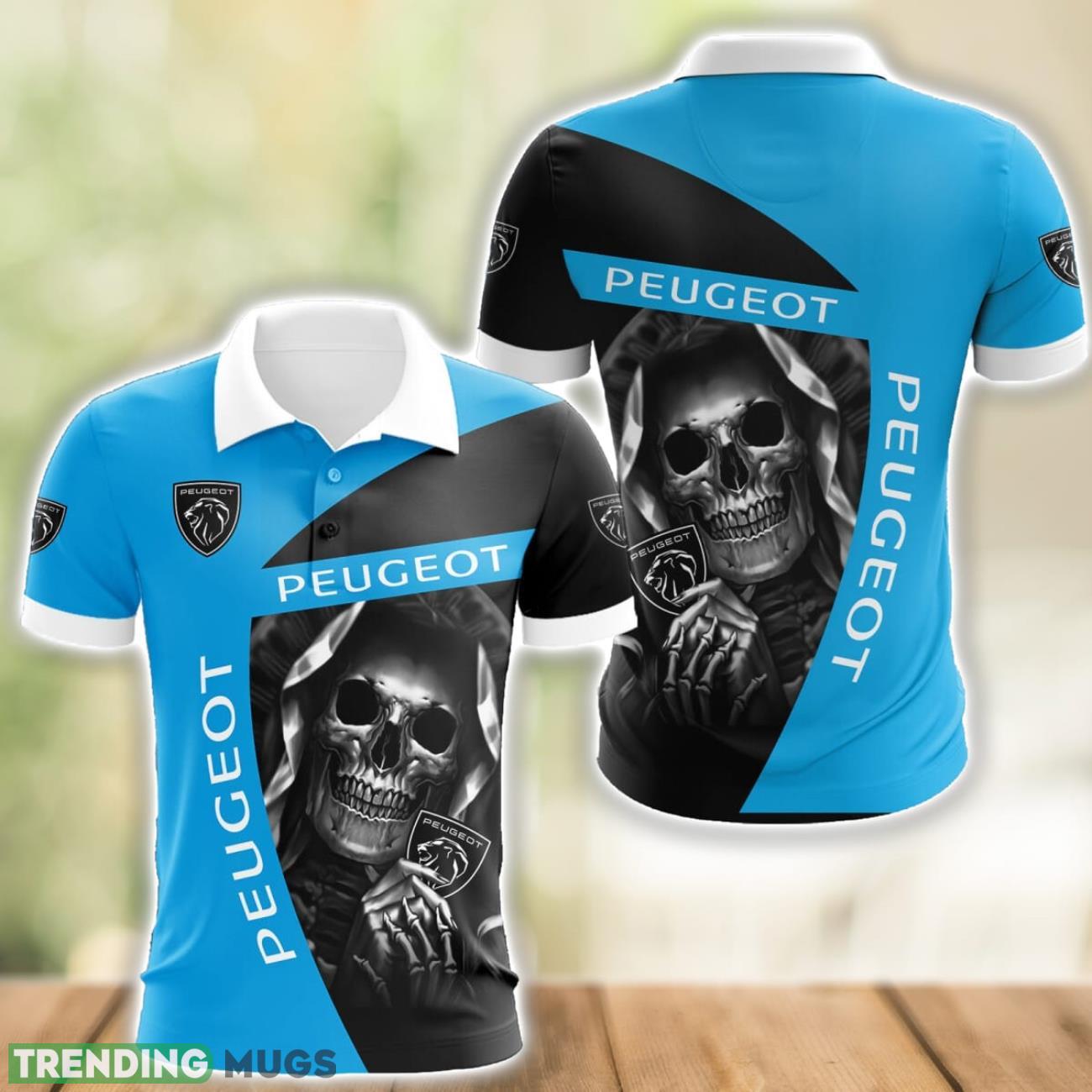 Peugeot Logo and Skull 3D Polo Shirt Halloween Gift Product Photo 1