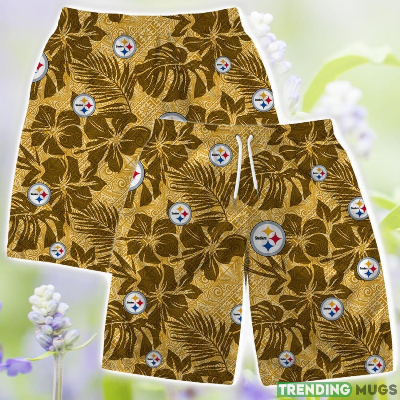 Pittsburgh Steelers Short Sleeve Shirt Pattern Hibiscus Flower Combo Hawaiian Shirt And Shorts Hawaiian & Short Pittsburgh Steelers Short Sleeve Shirt Pattern Hibiscus Flower Combo Hawaiian Shirt And Shorts Hawaiian & Short