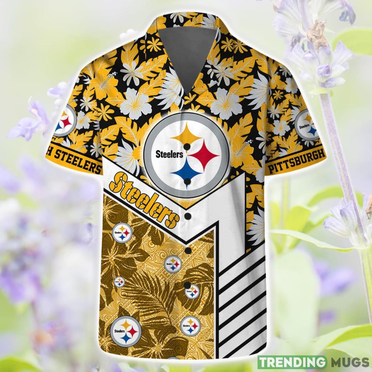 Pittsburgh Steelers Short Sleeve Shirt Pattern Hibiscus Flower Combo Hawaiian Shirt And Shorts Product Photo 1 Pittsburgh Steelers Short Sleeve Shirt Pattern Hibiscus Flower Combo Hawaiian Shirt And Shorts Product Photo 1