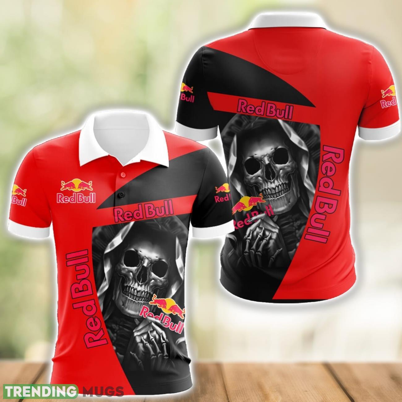 Red Bull Logo and Skull 3D Polo Shirt Halloween Gift Product Photo 1 Red Bull Logo and Skull 3D Polo Shirt Halloween Gift Product Photo 1