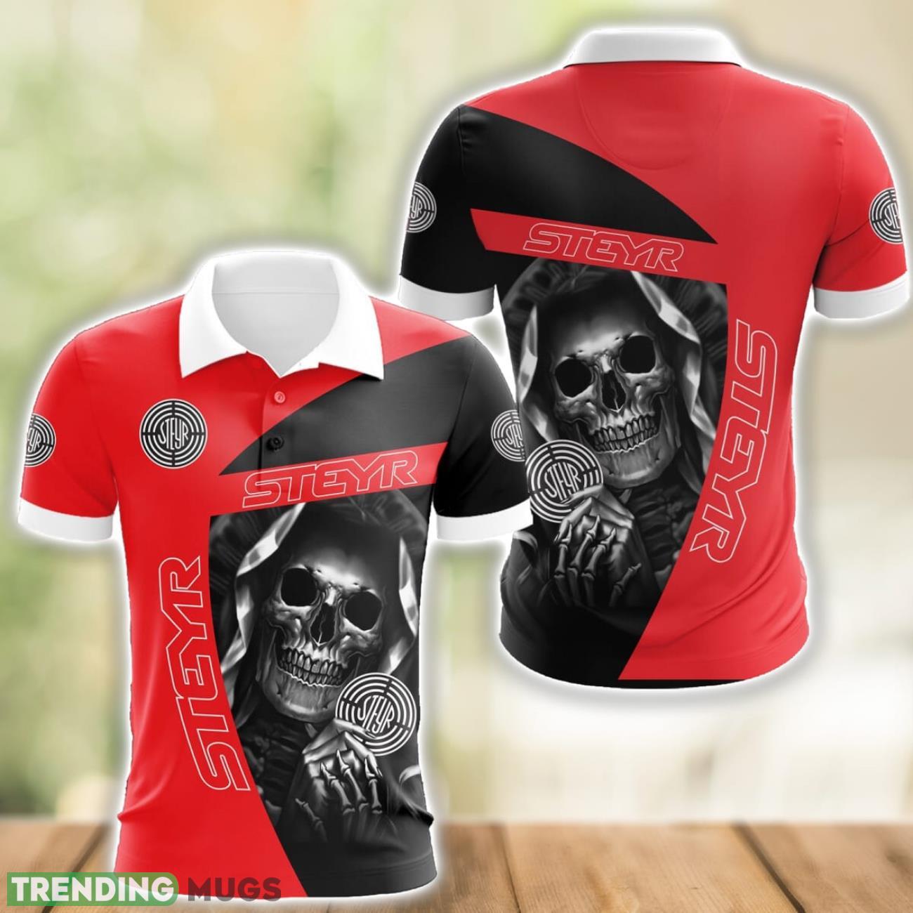 Steyr Logo and Skull 3D Polo Shirt Halloween Gift Product Photo 1 Steyr Logo and Skull 3D Polo Shirt Halloween Gift Product Photo 1