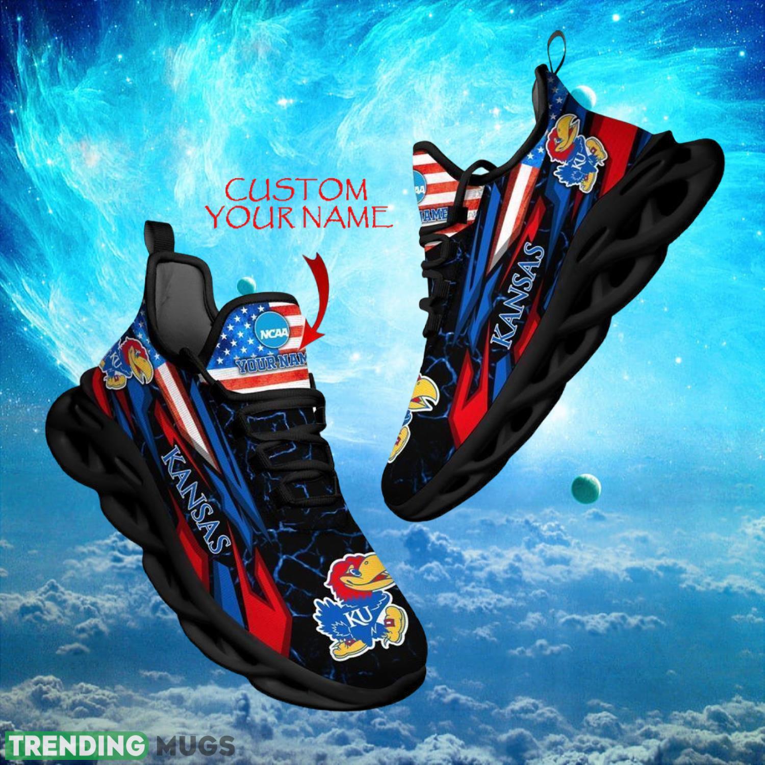 NCAA Kansas Jayhawks Design For Fans Loves Custom Your Name Max Soul Shoes Product Photo 1 NCAA Kansas Jayhawks Design For Fans Loves Custom Your Name Max Soul Shoes Product Photo 1