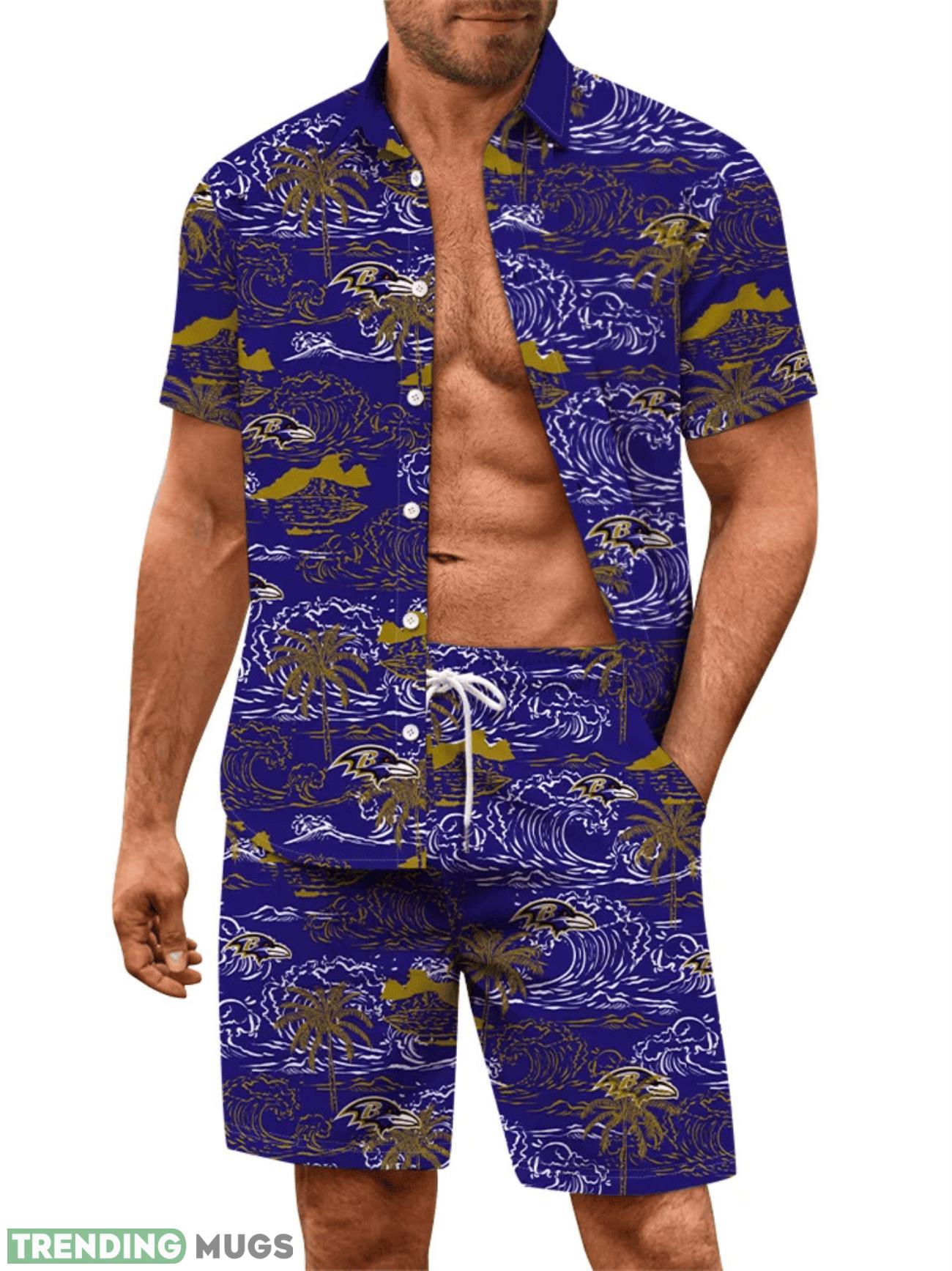 Baltimore Ravens Summer Waves Pattern Hawaiian Shirt And Shorts Cute Gift Hawaiian & Short Baltimore Ravens Summer Waves Pattern Hawaiian Shirt And Shorts Cute Gift Hawaiian & Short