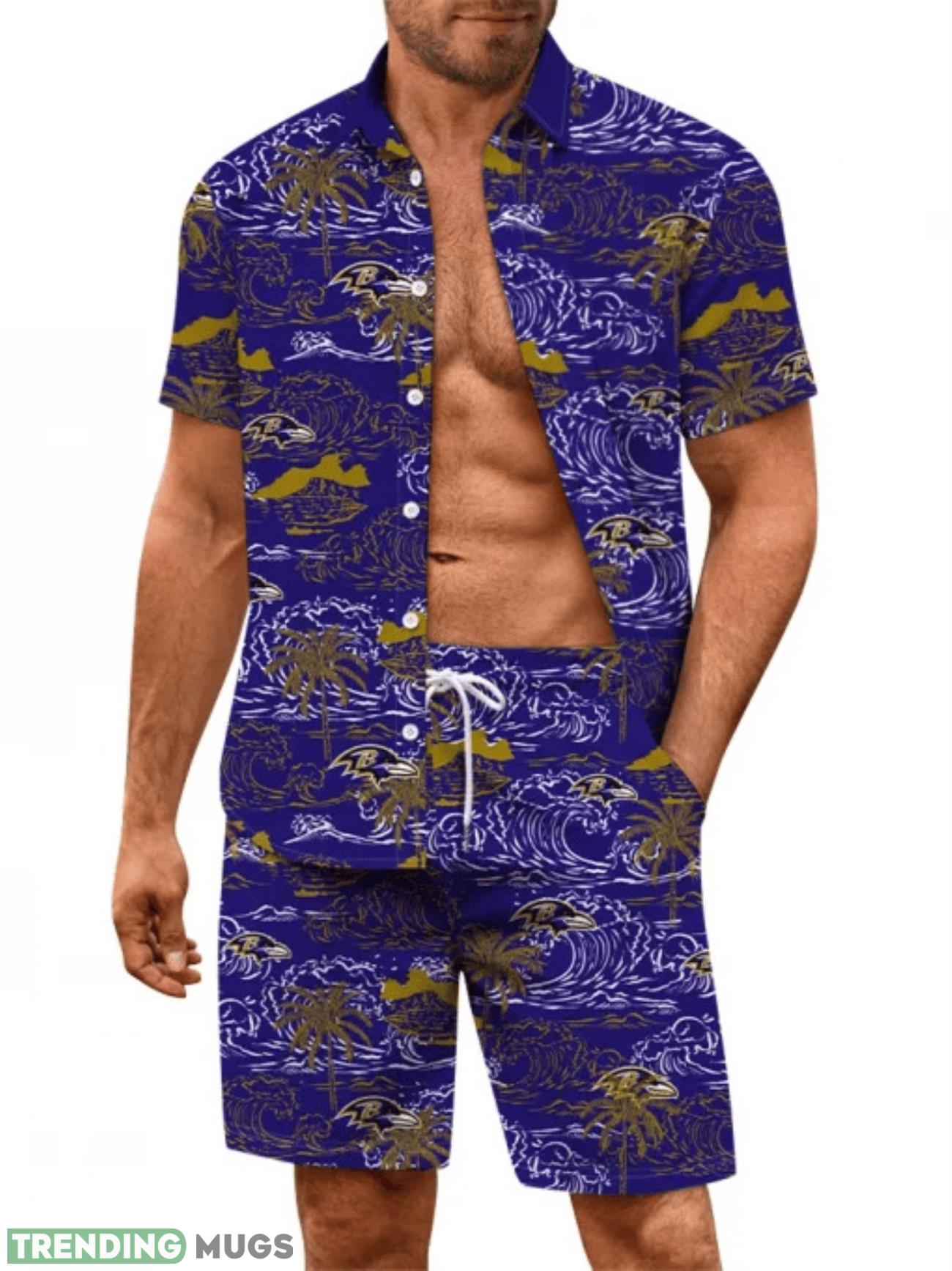 Baltimore Ravens Summer Waves Pattern Hawaiian Shirt And Shorts Cute Gift Product Photo 1 Baltimore Ravens Summer Waves Pattern Hawaiian Shirt And Shorts Cute Gift Product Photo 1