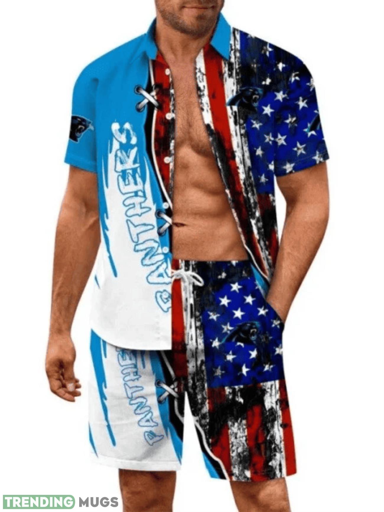 Carolina Panthers Summer Hawaiian Shirt And Shorts Flag Pattern Summer Gift Product Photo 1 Carolina Panthers Summer Hawaiian Shirt And Shorts Flag Pattern Summer Gift Product Photo 1