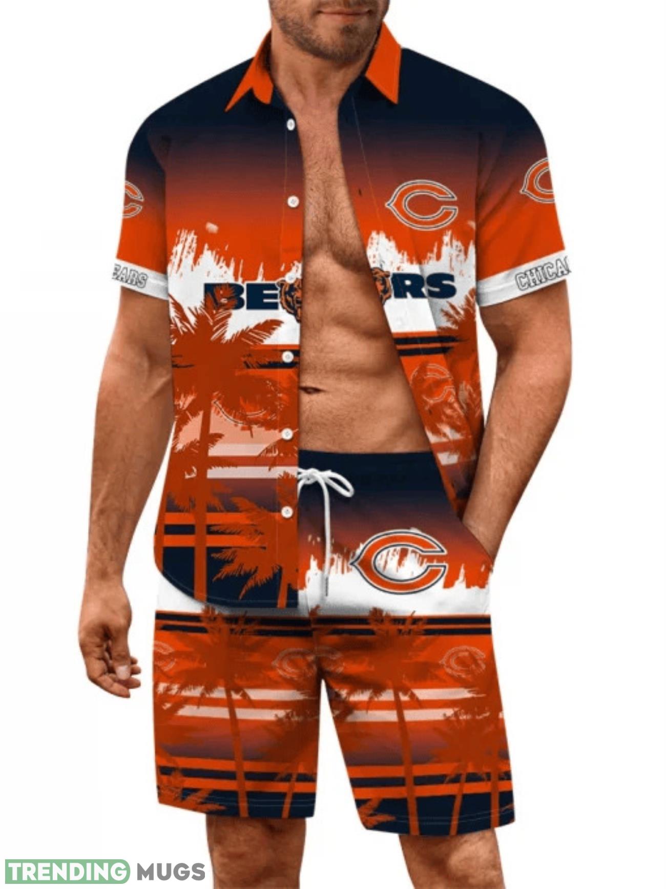 Chicago Bears Summer Hawaiian Shirt And Shorts Coconut Tree Pattern Product Photo 1