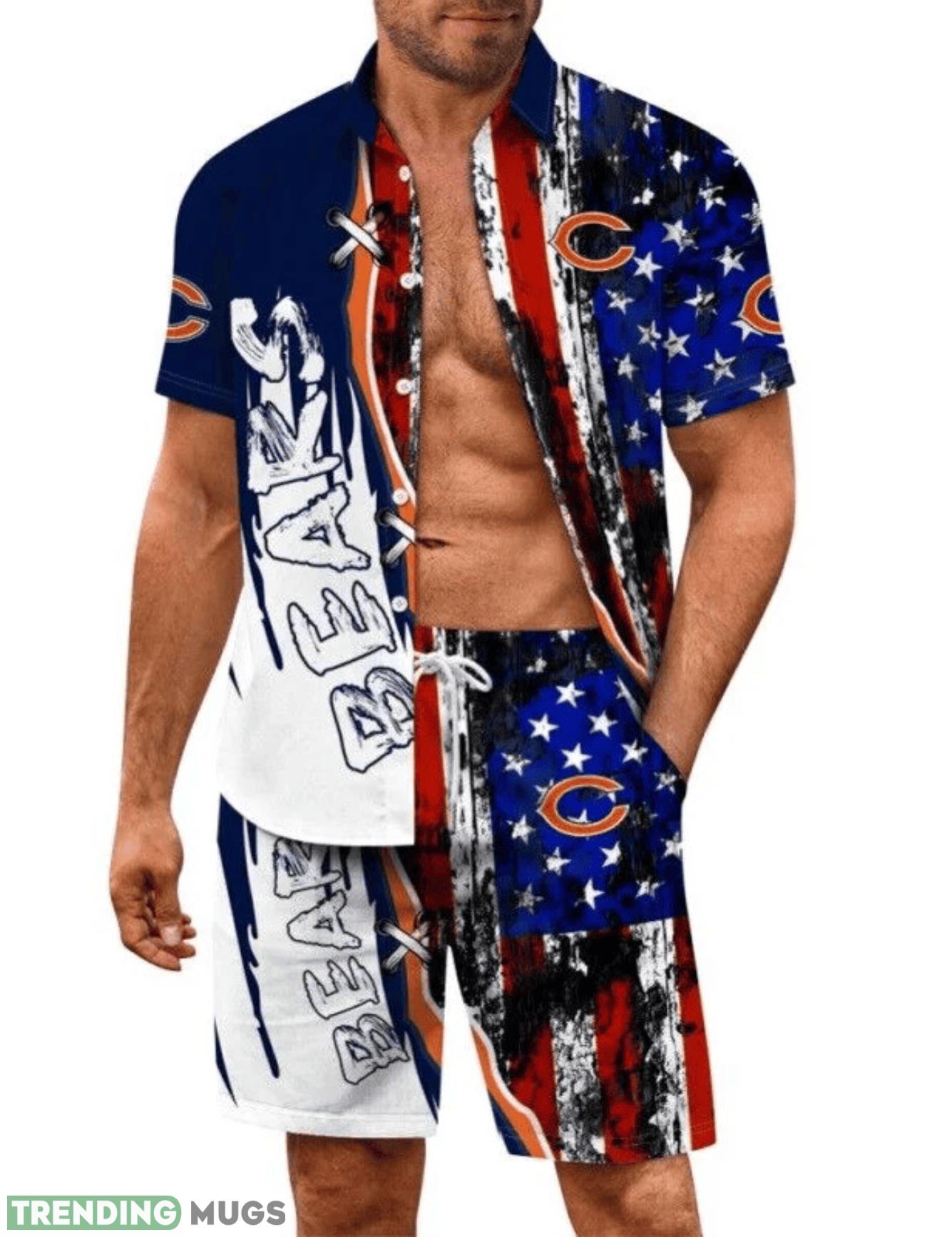Chicago Bears Summer Hawaiian Shirt And Shorts Flag Pattern Summer Gift Hawaiian & Short Chicago Bears Summer Hawaiian Shirt And Shorts Flag Pattern Summer Gift Hawaiian & Short