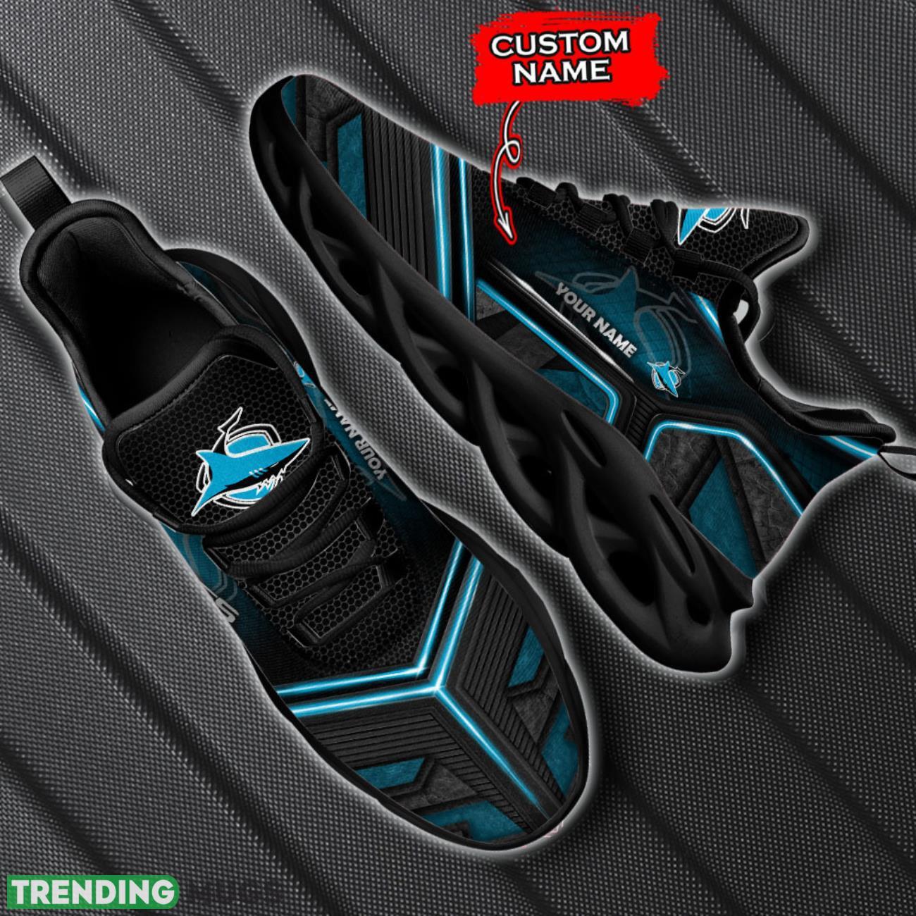 Cronulla Sutherland Sharks NRL Max Soul Shoes Sneakers Personalized Name Gift For Team Max Soul Cronulla Sutherland Sharks NRL Max Soul Shoes Sneakers Personalized Name Gift For Team Max Soul
