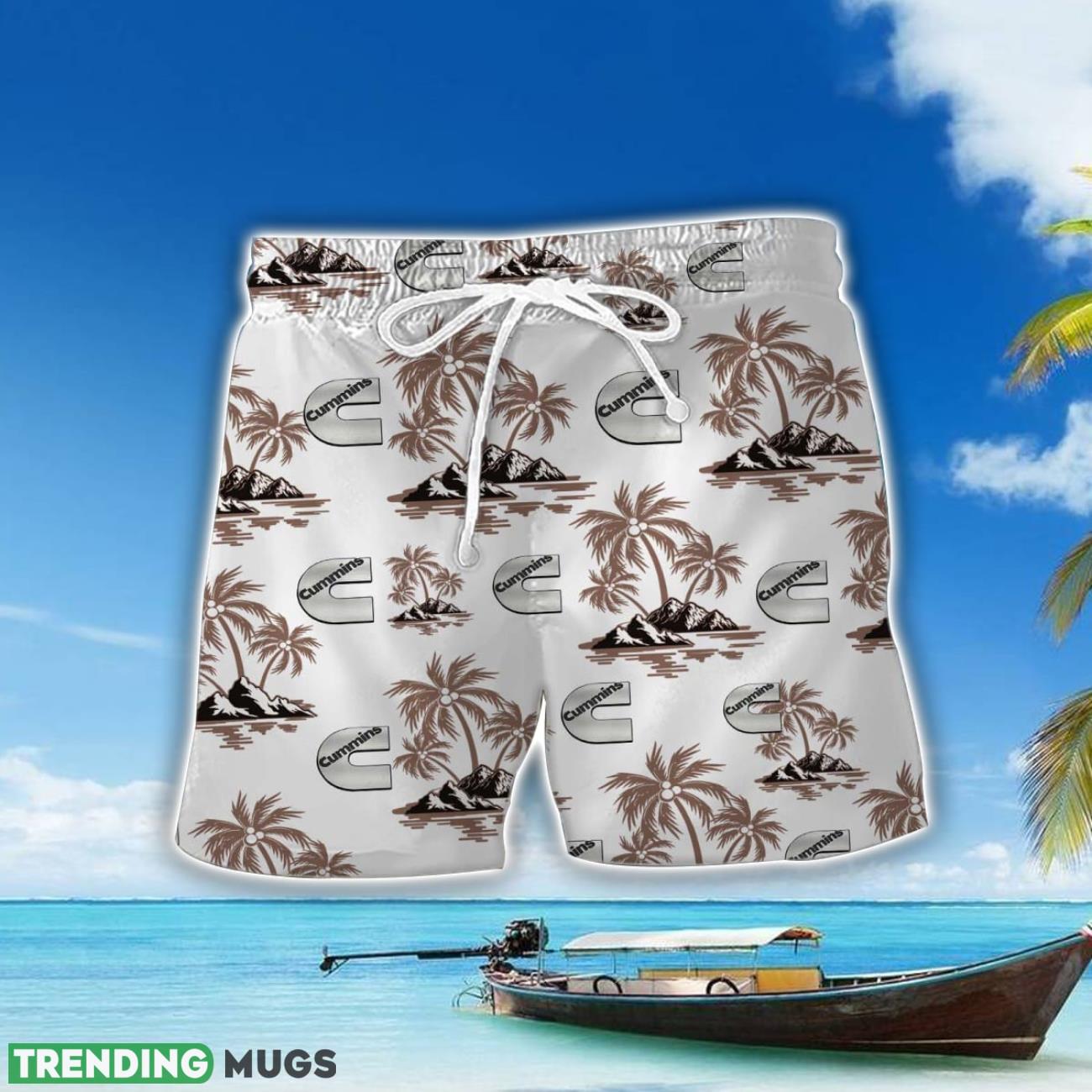 Cummins Brown Coconut Tree Pattern 3D Hawaiian Shirt And Shorts Hawaiian & Short Cummins Brown Coconut Tree Pattern 3D Hawaiian Shirt And Shorts Hawaiian & Short