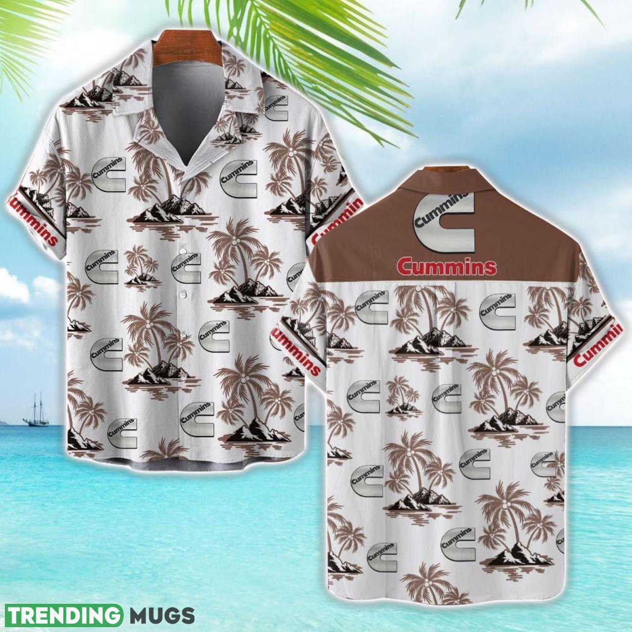 Cummins Brown Coconut Tree Pattern 3D Hawaiian Shirt And Shorts Product Photo 1 Cummins Brown Coconut Tree Pattern 3D Hawaiian Shirt And Shorts Product Photo 1