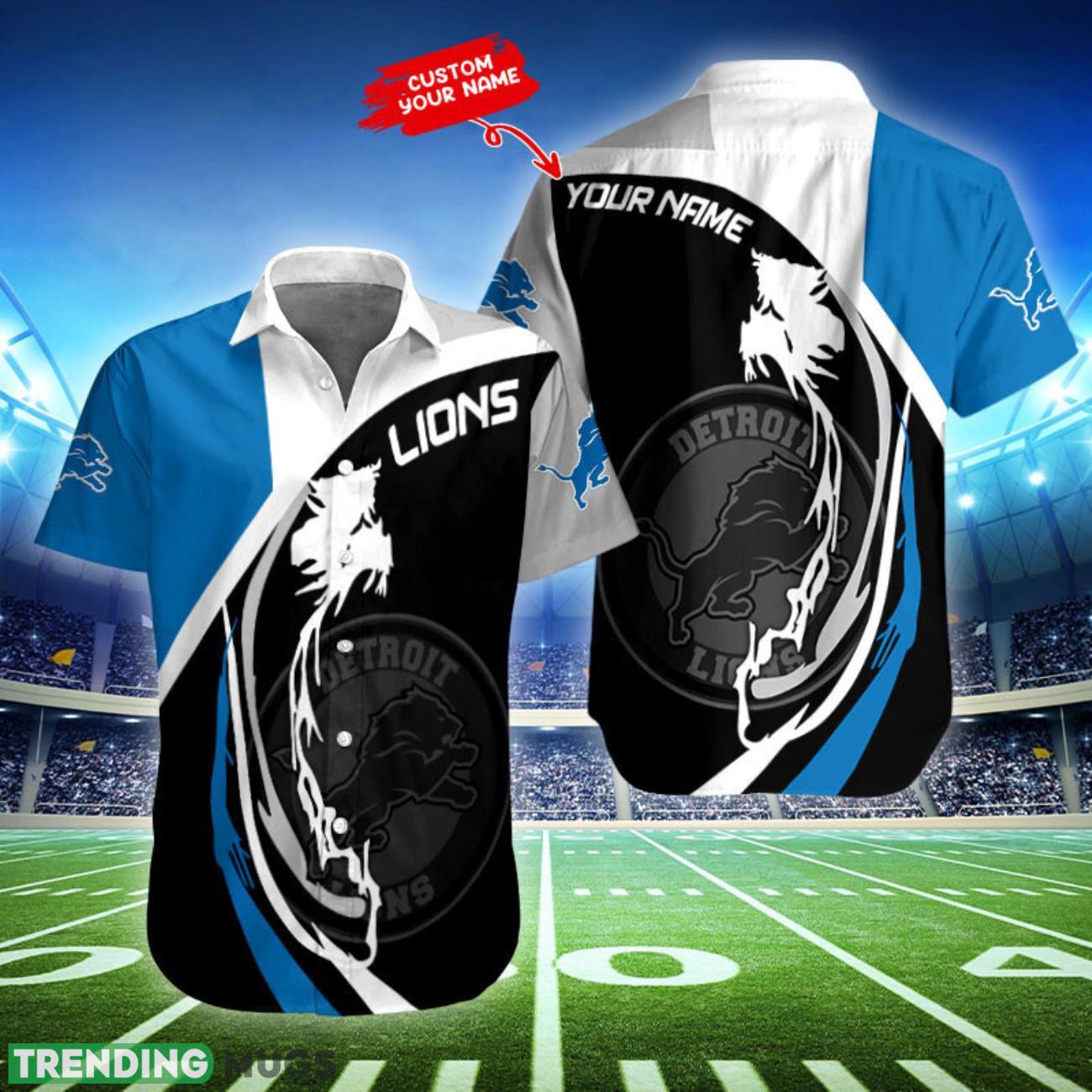 Detroit Lions Personalized Name Hawaiian Button Shirt For Fans Product Photo 1