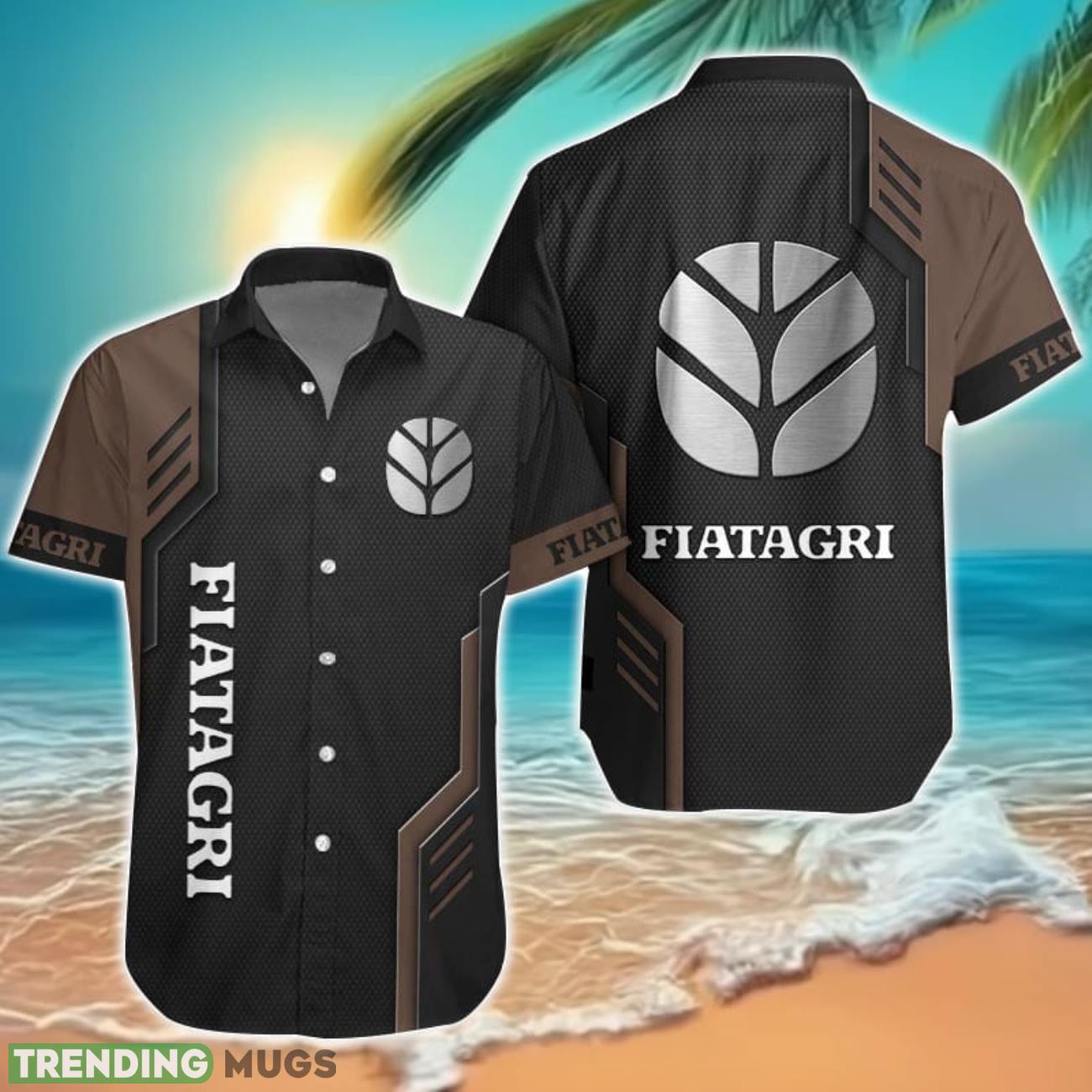 Fiatagri Logo Mix Brown and Black Color Hawaiian Shirt For Men And Women Product Photo 1