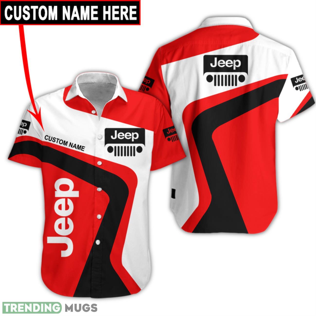 Jeep Full Printing 3D Hawwaiian Shirt Custom Name Button Shirt Product Photo 1