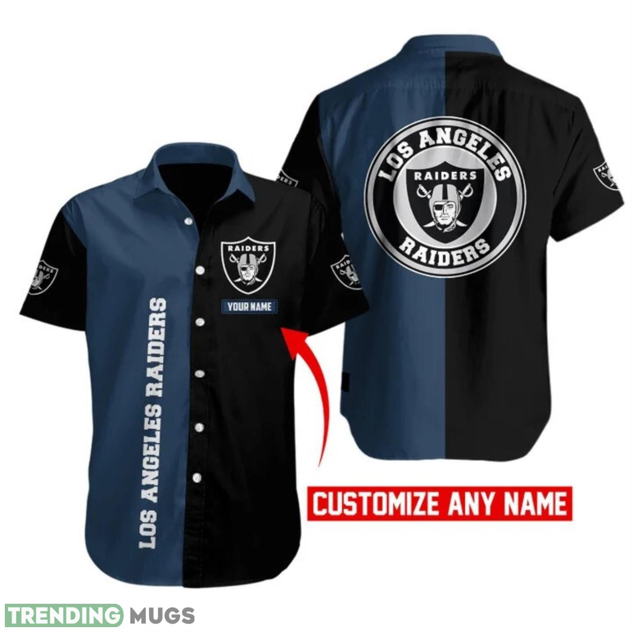 Las Vegas Raiders Personalized Name Hawaiian Button Shirt For Fans Mix 2 Color Product Photo 1
