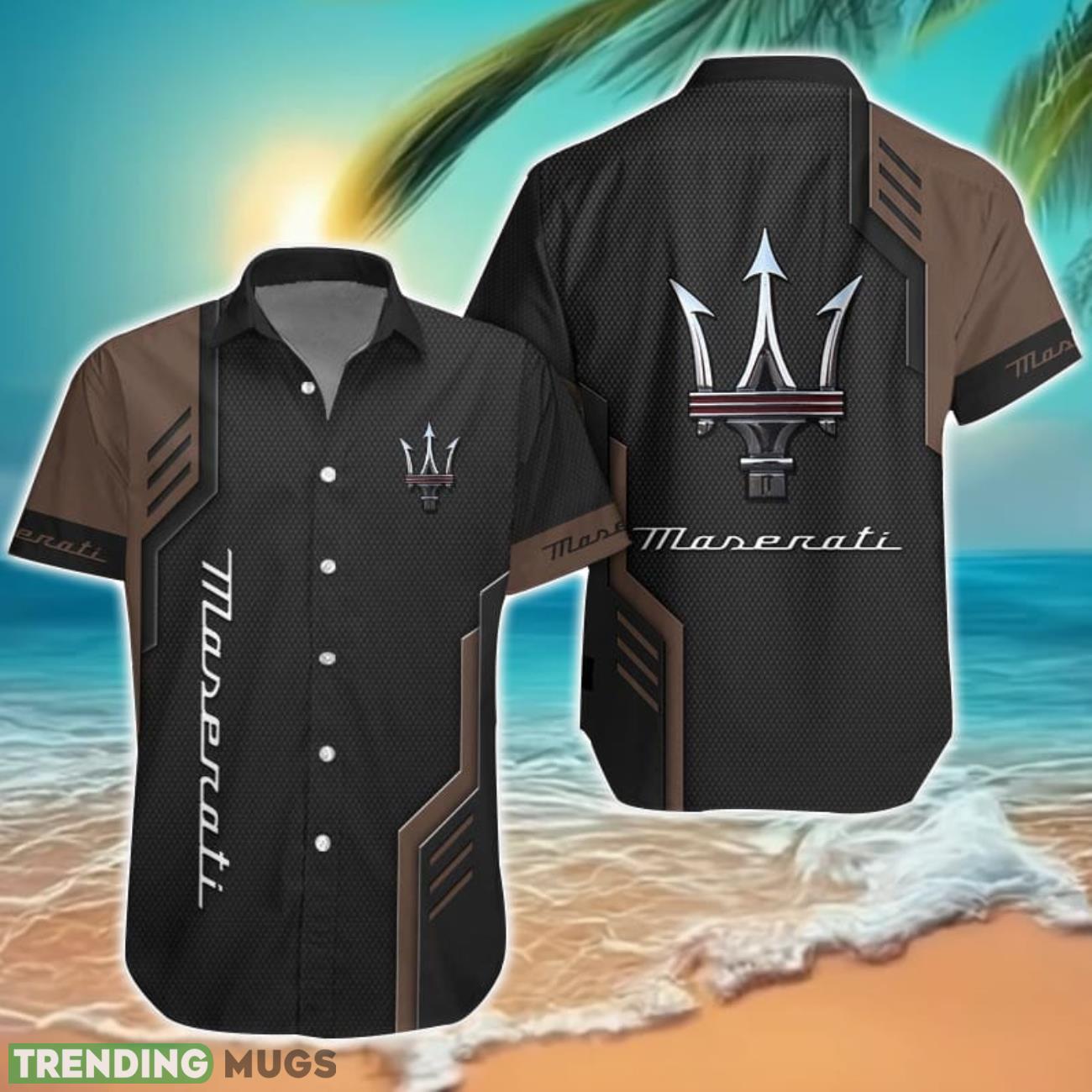 Maserati Logo Mix Brown and Black Color Hawaiian Shirt For Men And Women Product Photo 1 Maserati Logo Mix Brown and Black Color Hawaiian Shirt For Men And Women Product Photo 1