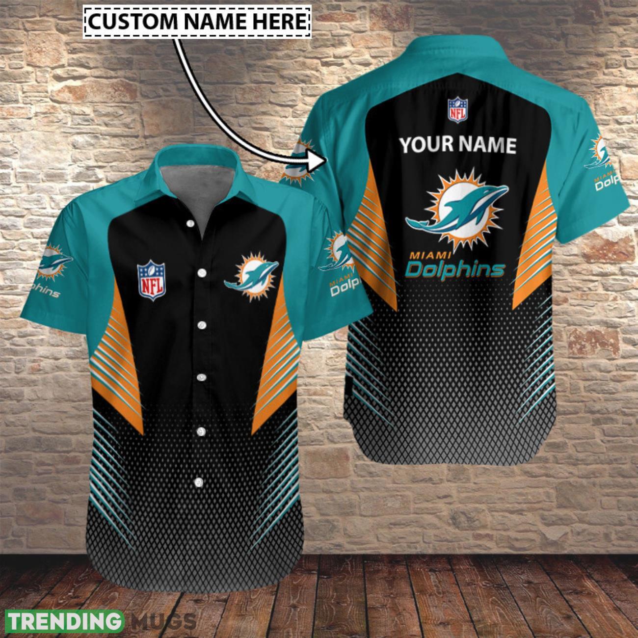 Miami Dolphins Personalized Name Hawaiian Button Shirt For Fans Product Photo 1 Miami Dolphins Personalized Name Hawaiian Button Shirt For Fans Product Photo 1