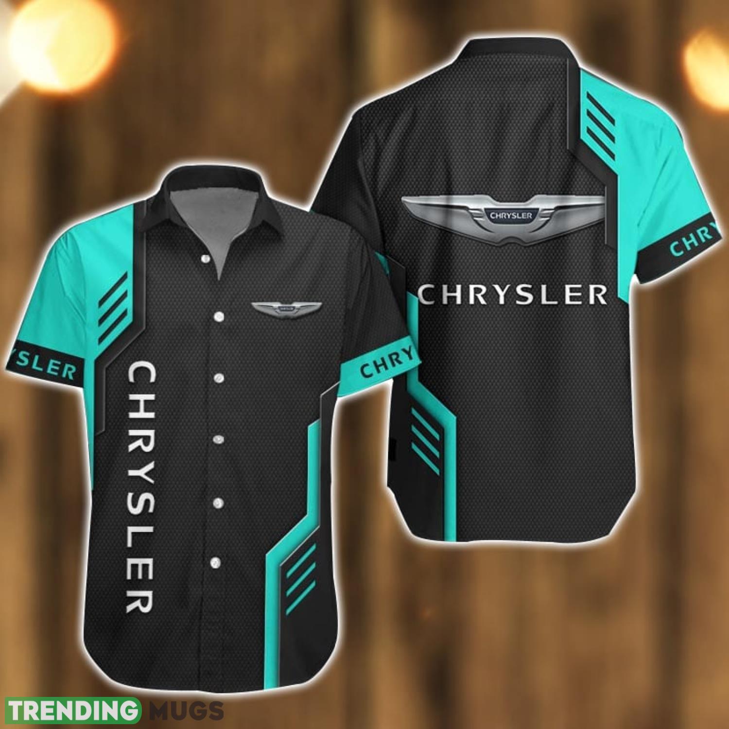 Chrysler Logo Mix Light Blue and Black Color Hawaiian Shirt For Men And Women Product Photo 1