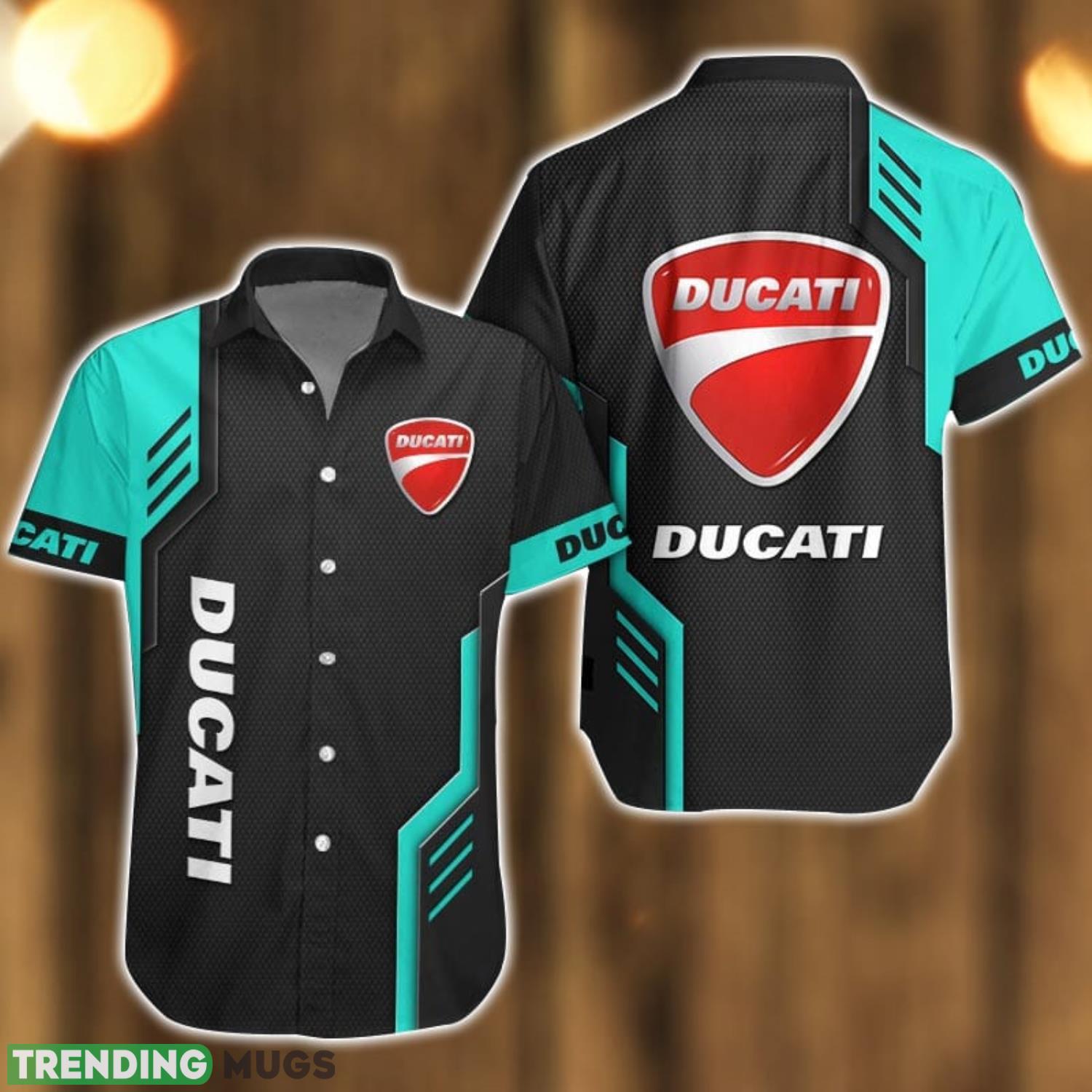 Ducati Logo Mix Light Blue and Black Color Hawaiian Shirt For Men And Women Product Photo 1 Ducati Logo Mix Light Blue and Black Color Hawaiian Shirt For Men And Women Product Photo 1