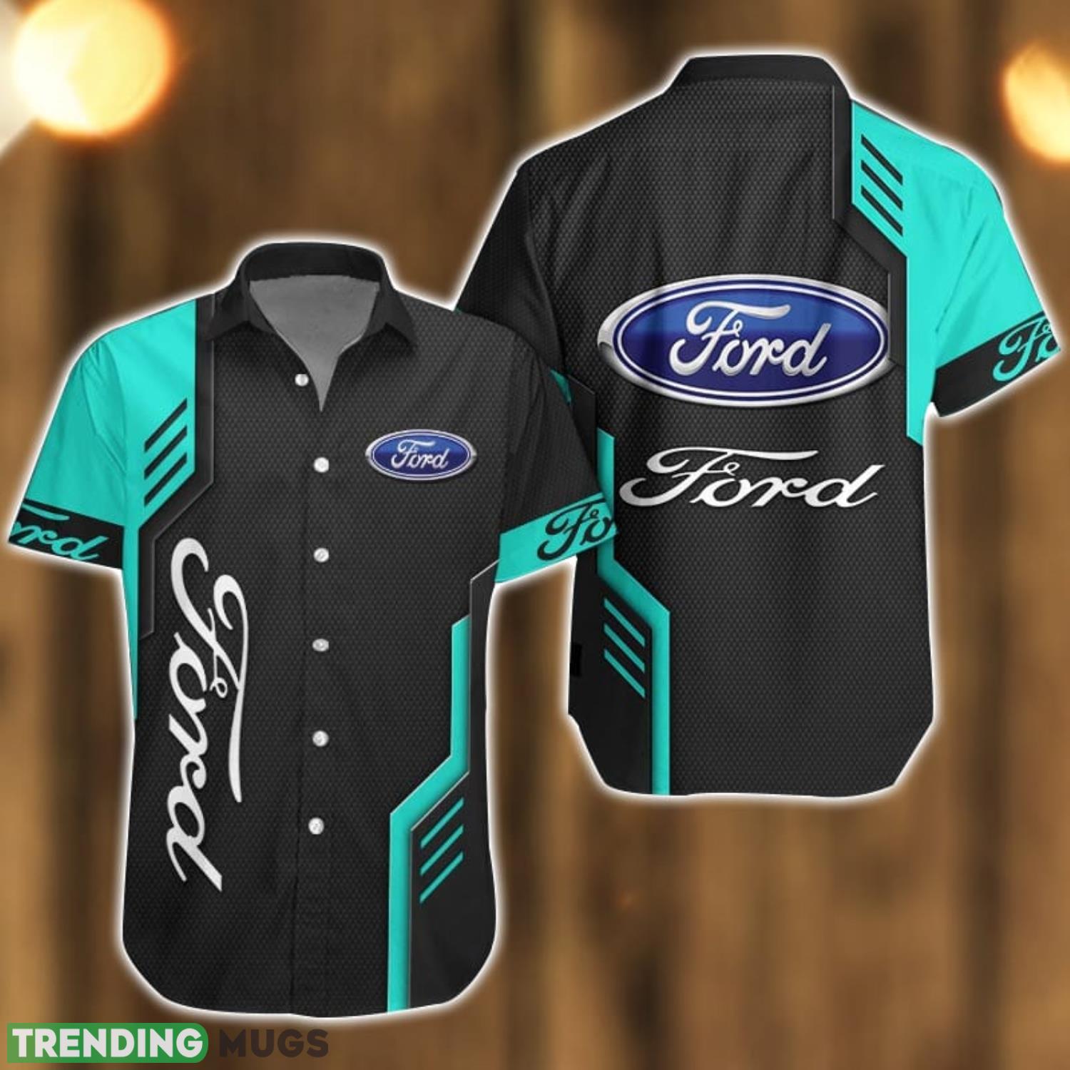 Ford Logo Mix Light Blue and Black Color Hawaiian Shirt For Men And Women Product Photo 1 Ford Logo Mix Light Blue and Black Color Hawaiian Shirt For Men And Women Product Photo 1