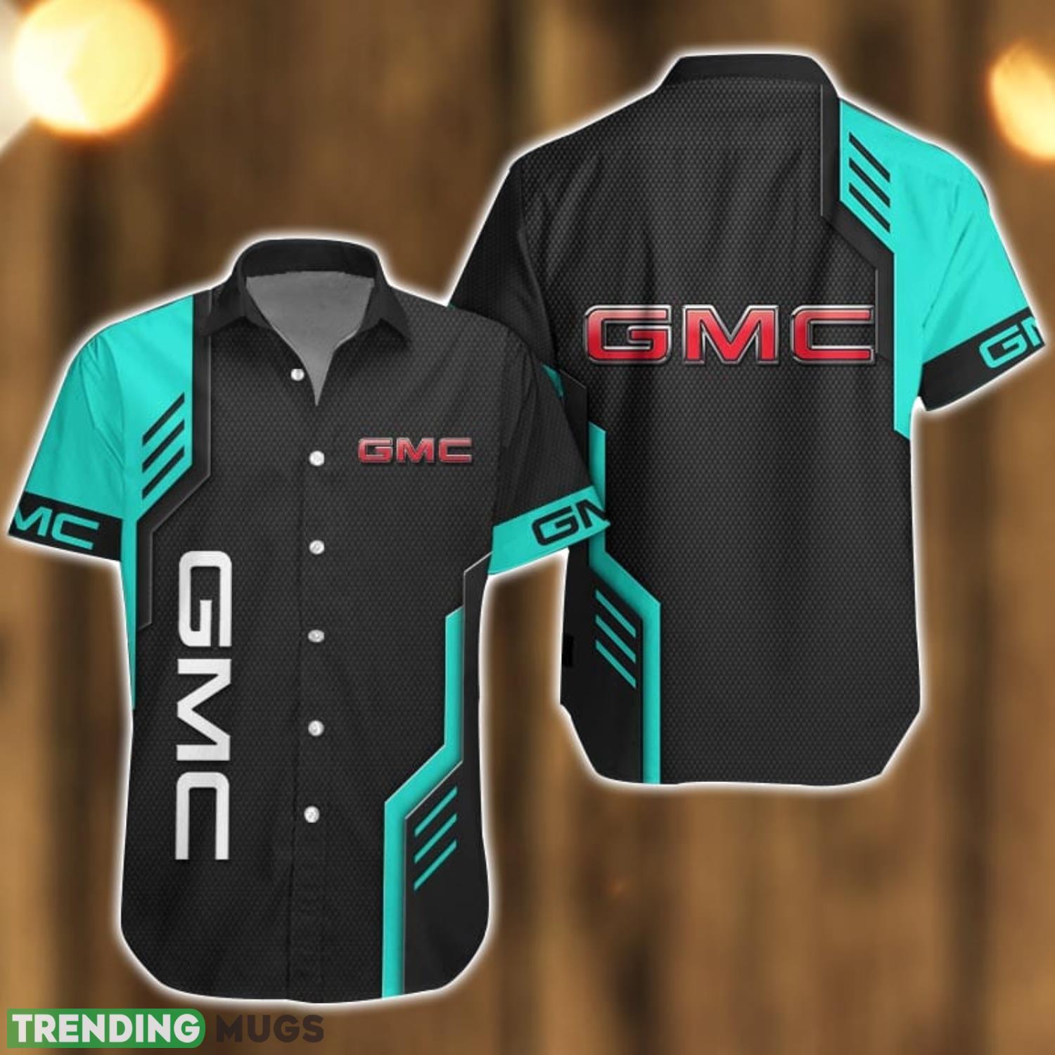 GMC Logo Mix Light Blue and Black Color Hawaiian Shirt For Men And Women Product Photo 1 GMC Logo Mix Light Blue and Black Color Hawaiian Shirt For Men And Women Product Photo 1