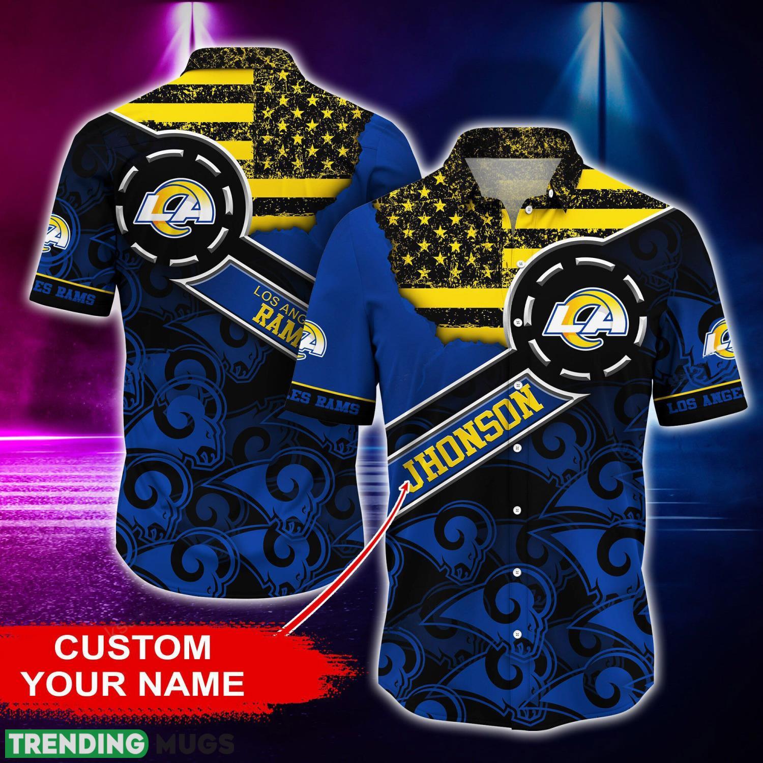Los Angeles Rams Personalized Button Shirt NFL Hawaiian Shirt Custom Name Product Photo 1