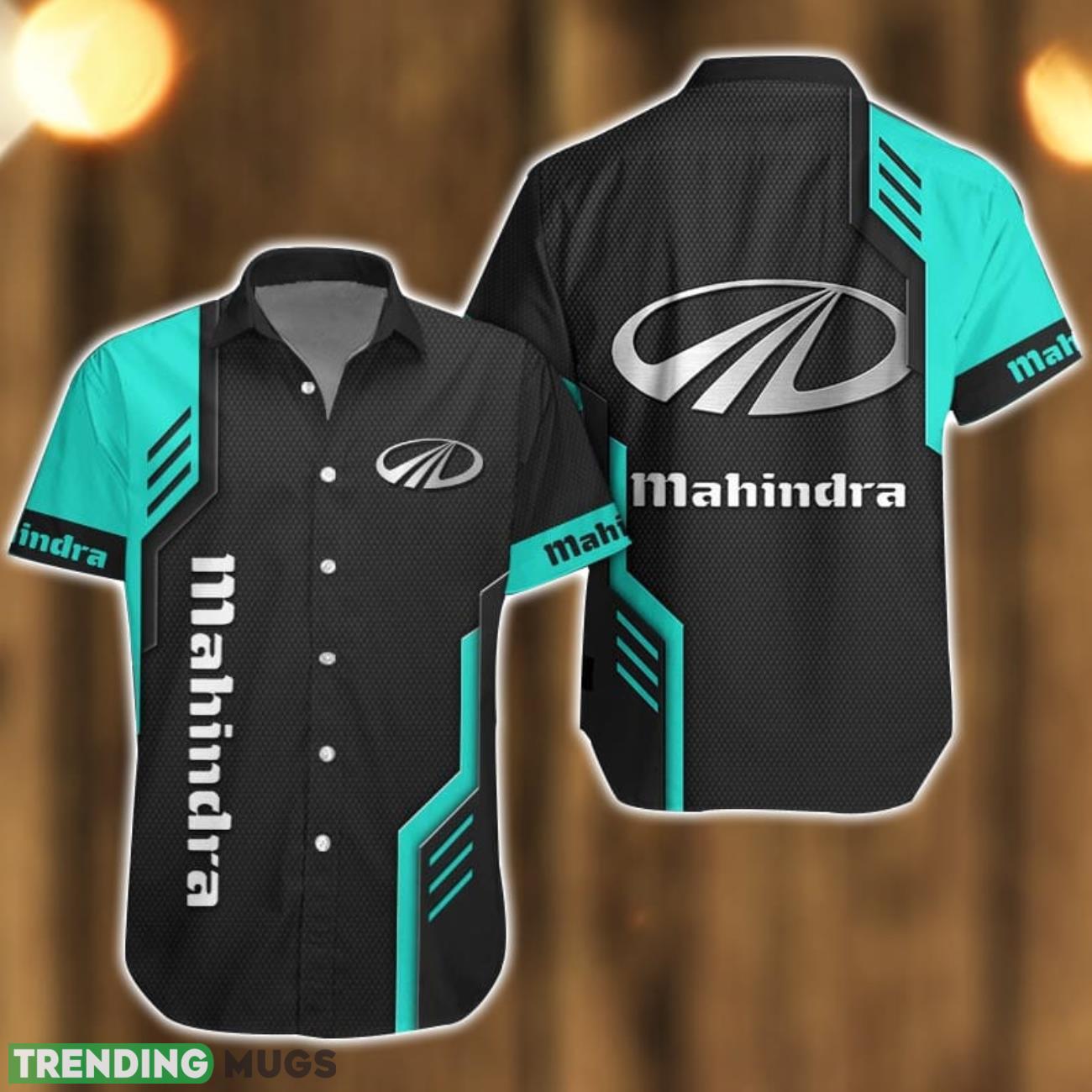 Mahindra Logo Mix Light Blue and Black Color Hawaiian Shirt For Men And Women Product Photo 1 Mahindra Logo Mix Light Blue and Black Color Hawaiian Shirt For Men And Women Product Photo 1