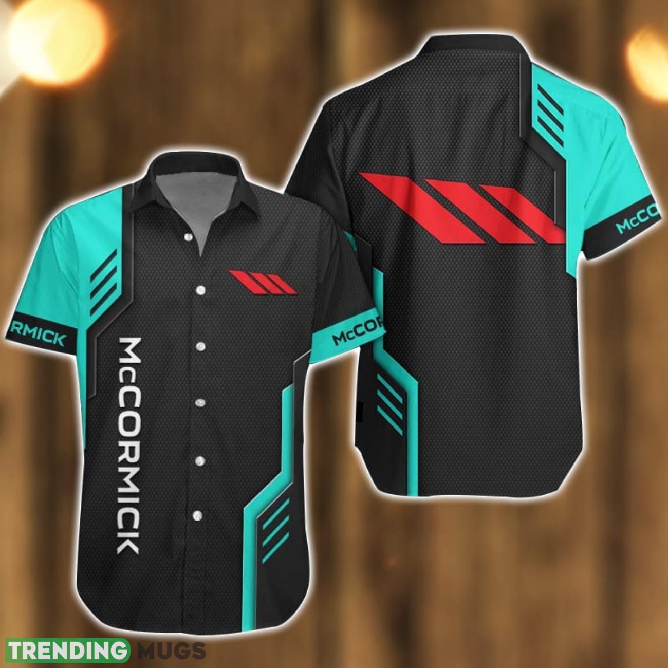 McCormick Logo Mix Light Blue and Black Color Hawaiian Shirt For Men And Women Product Photo 1