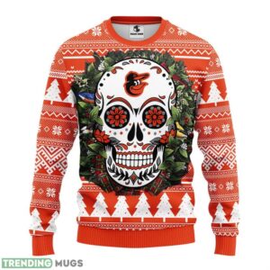 Baltimore Orioles Skull Flower Ugly Ugly Christmas Sweater For Sport Fans Christmas Gift Product Photo 1