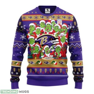 Baltimore Ravens 12 Grinch Xmas Day Ugly Christmas Sweater For Sport Fans Christmas Gift Product Photo 1