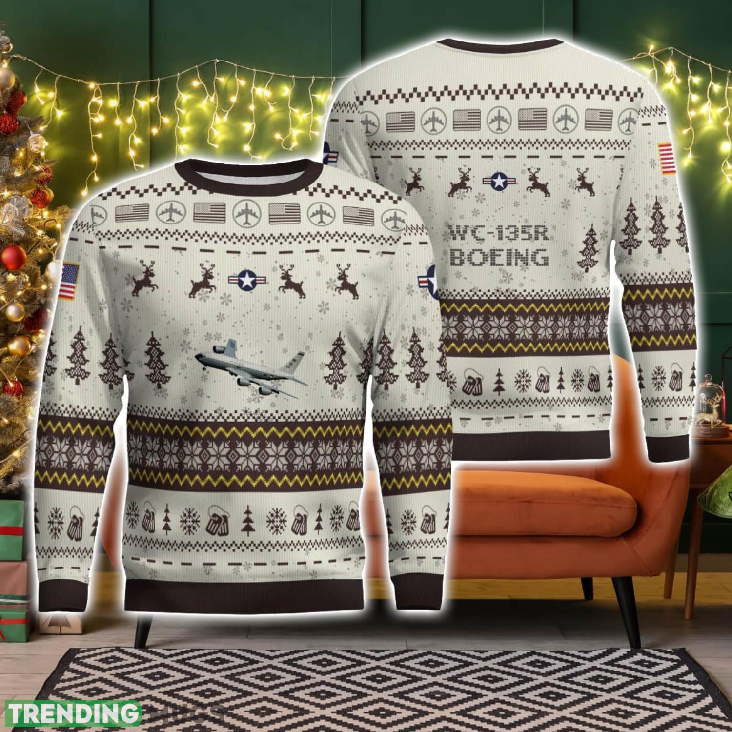 Boeing WC 135R WC135R Veteran Aircraft Ugly Christmas Sweater Christmas Gift Holiday 3D Sweater Boeing WC 135R WC135R Veteran Aircraft Ugly Christmas Sweater Christmas Gift Holiday 3D Sweater