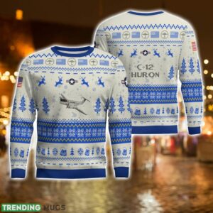 C-12 Huron C12 All Printed AOP Aircraft Ugly Christmas Sweater For Men And Women Product Photo 1