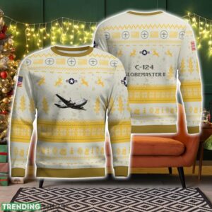 C-124 Globemaster II C124 3D Aircraft Ugly Christmas Sweater Christmas Pattern Holiday Gift Product Photo 1