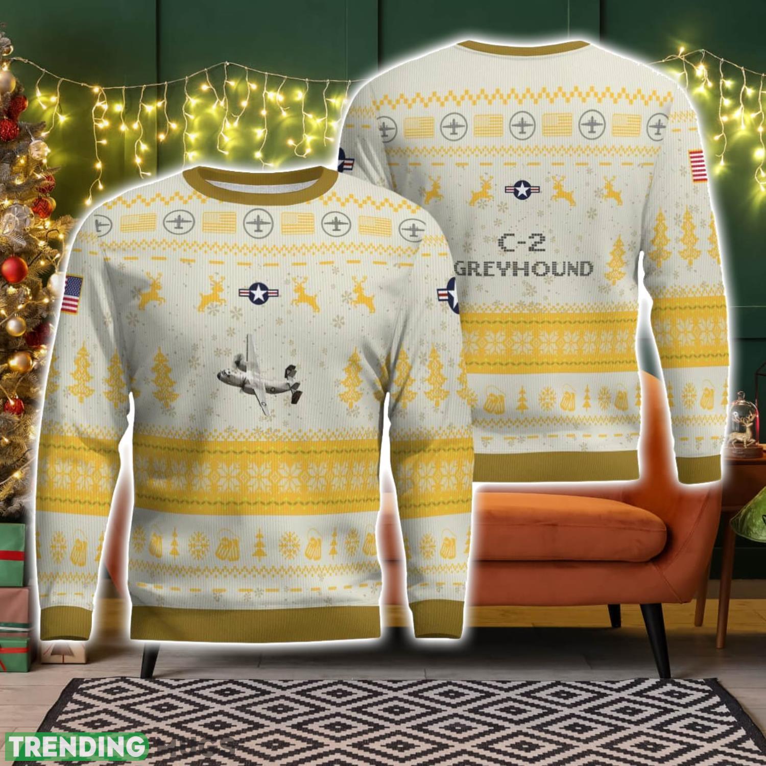 C 2 Greyhound C2 3D Aircraft Ugly Christmas Sweater Christmas Pattern Holiday Gift 3D Sweater C 2 Greyhound C2 3D Aircraft Ugly Christmas Sweater Christmas Pattern Holiday Gift 3D Sweater