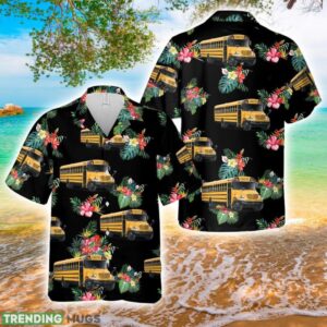 CE Series type C School Bus Hawaiian Shirt 3D Printed Button Shirt Product Photo 1