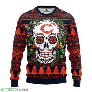 Chicago Bears Skull Flower Ugly Christmas Ugly Sweater 3D Christmas Sweater For Men Women Christmas Gift For Sport Team Product Photo 1
