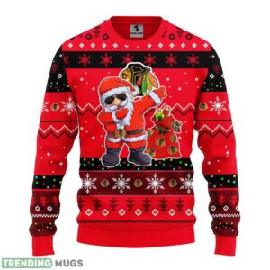 Chicago Blackhawks Dabbing Santa Claus Christmas Ugly Sweater 3D Christmas Sweater For Men Women Christmas Gift For Sport Team Product Photo 1