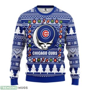 Chicago Cubs Grateful Dead Ugly Christmas Sweater Holiday Gift For Sport Fans Product Photo 1