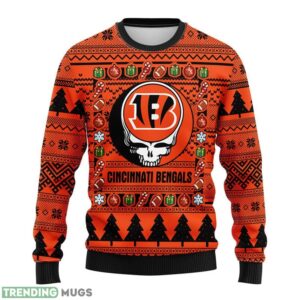 Cincinnati Bengals Grateful Dead Ugly Sweater 3D Christmas Sweater For Men Women Product Photo 1