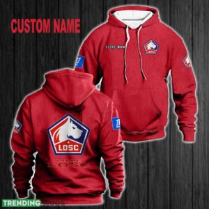 Custom Name LOSC Lille 3D Hoodie Red All OVer Print For Men Women Gift Christmas 2024 - Custom Name LOSC Lille 3D Hoodie Red All OVer Print For Men Gift Christmas 2024